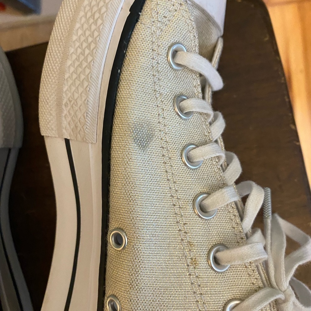 Converse all star low platform metallic gold coated canvas sneakers womens 10 - Picture 4 of 9